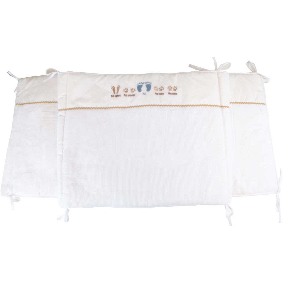Ochraniacz do łóżeczka dla niemowląt 50x180cm Stópki błękitny, Poyet