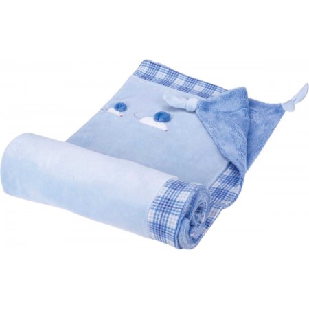Kaloo Blue Kocyk dla niemowlaka bawełniany niebieski 120x73cm Kaloo Blue Kocyk dla niemowlaka bawełniany niebieski 120x73cm