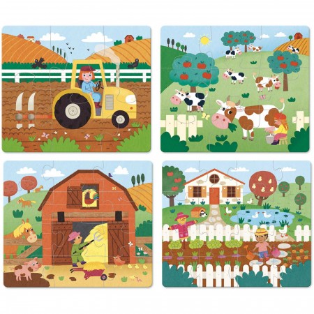 Vilac 4 drewniane puzzle ewolucyjne Farma od 2 lat