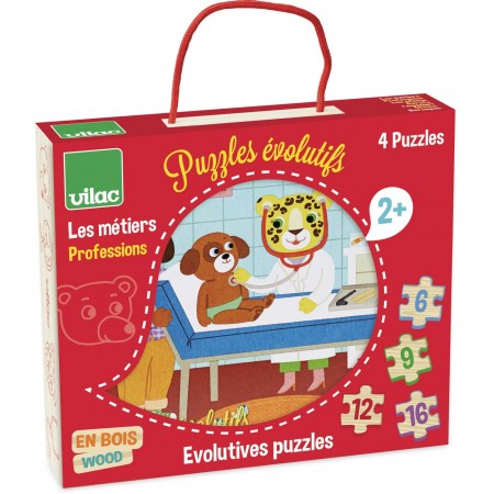 Vilac 4 drewniane puzzle ewolucyjne Zawody od 2 lat