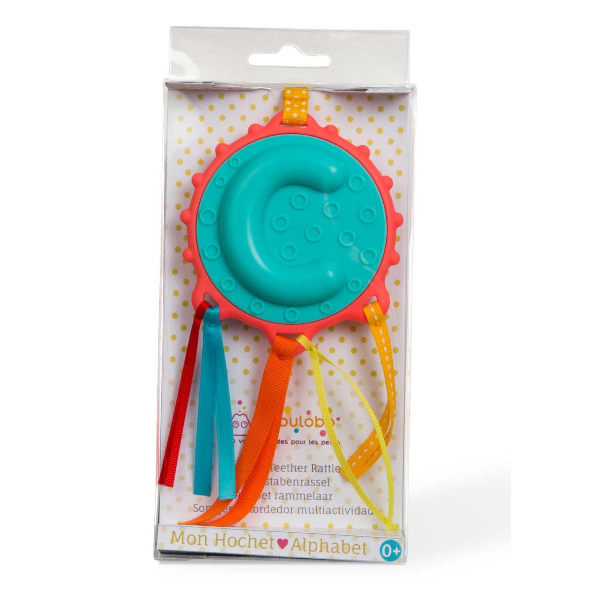 Ebulobo Gryzak Literka "C" z grzechotką i metkami od urodzenia
