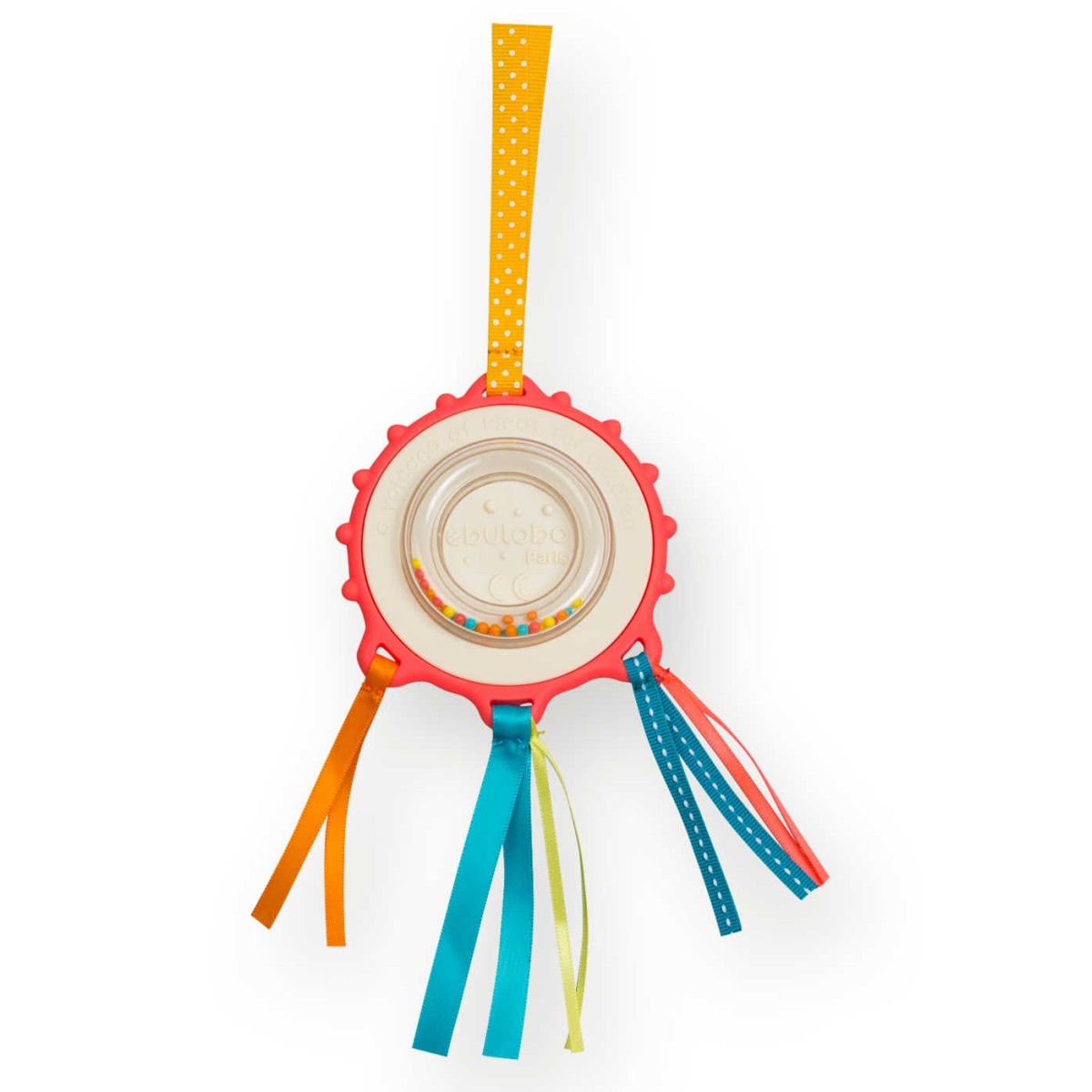 Ebulobo Gryzak Literka "E" z grzechotką i metkami od urodzenia