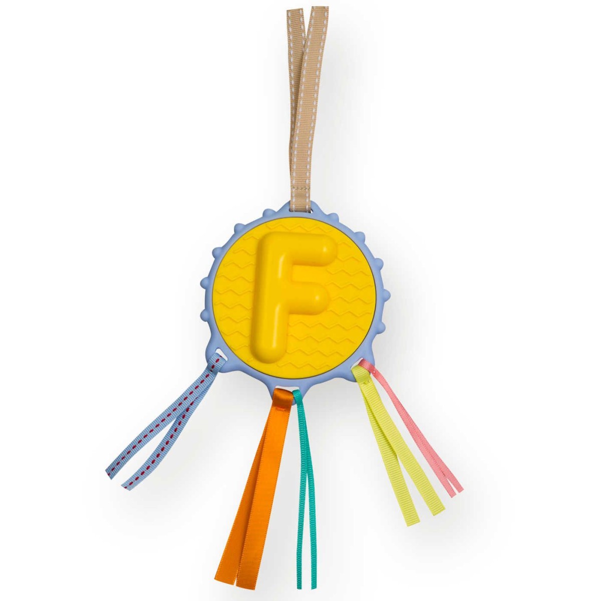 Ebulobo Gryzak Literka "F" z grzechotką i metkami od urodzenia