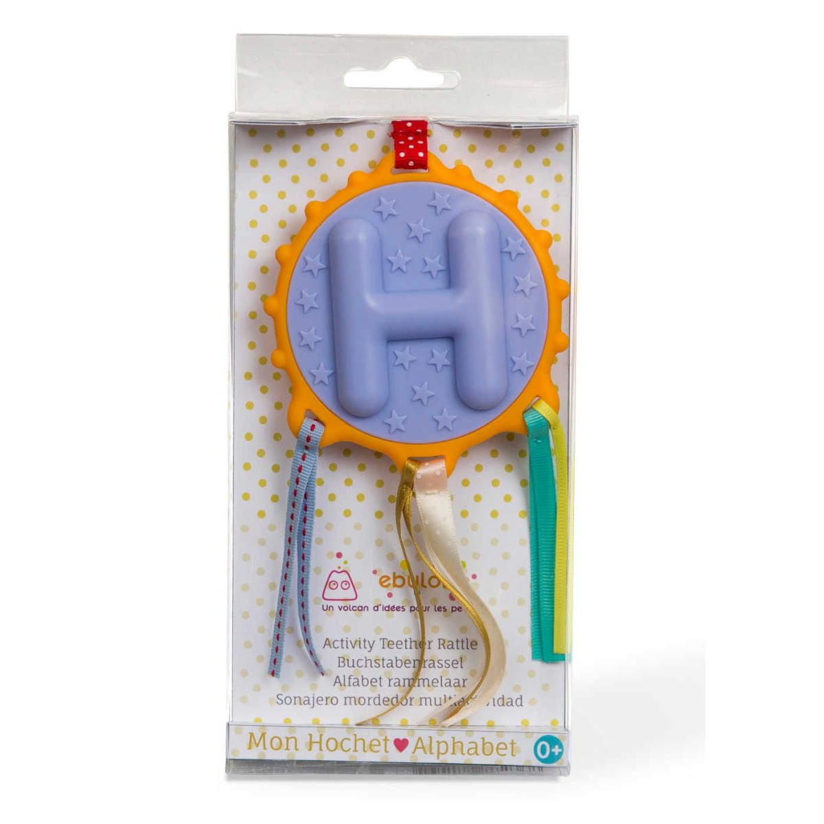 Ebulobo Gryzak Literka "H" z grzechotką i metkami od urodzenia