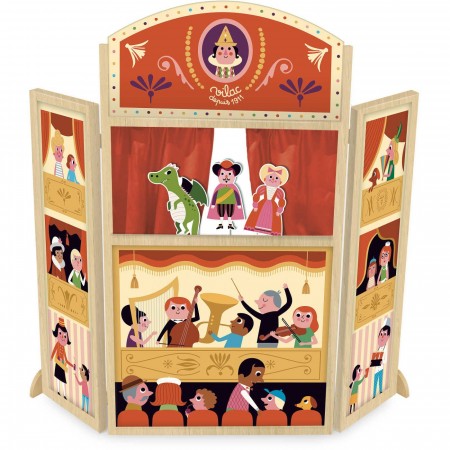 Duży teatrzyk drewniany z 3 kukiełkami dla dzieci +3 Vilac | Dadum