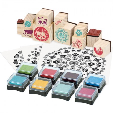 Vilac drewniane stempelki Mandala 64 sztuk dla dzieci +4 Vilac drewniane stempelki Mandala 64 sztuk dla dzieci +4