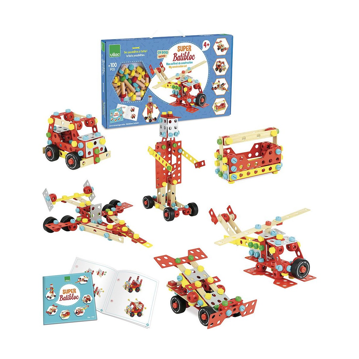 Vilac Klocki konstrukcyjne Super Batibloc 100 szt od 4 lat