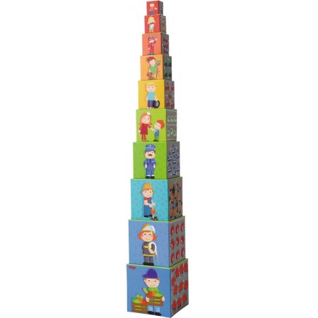 Autka piramida klocków wieża z kostek, Haba