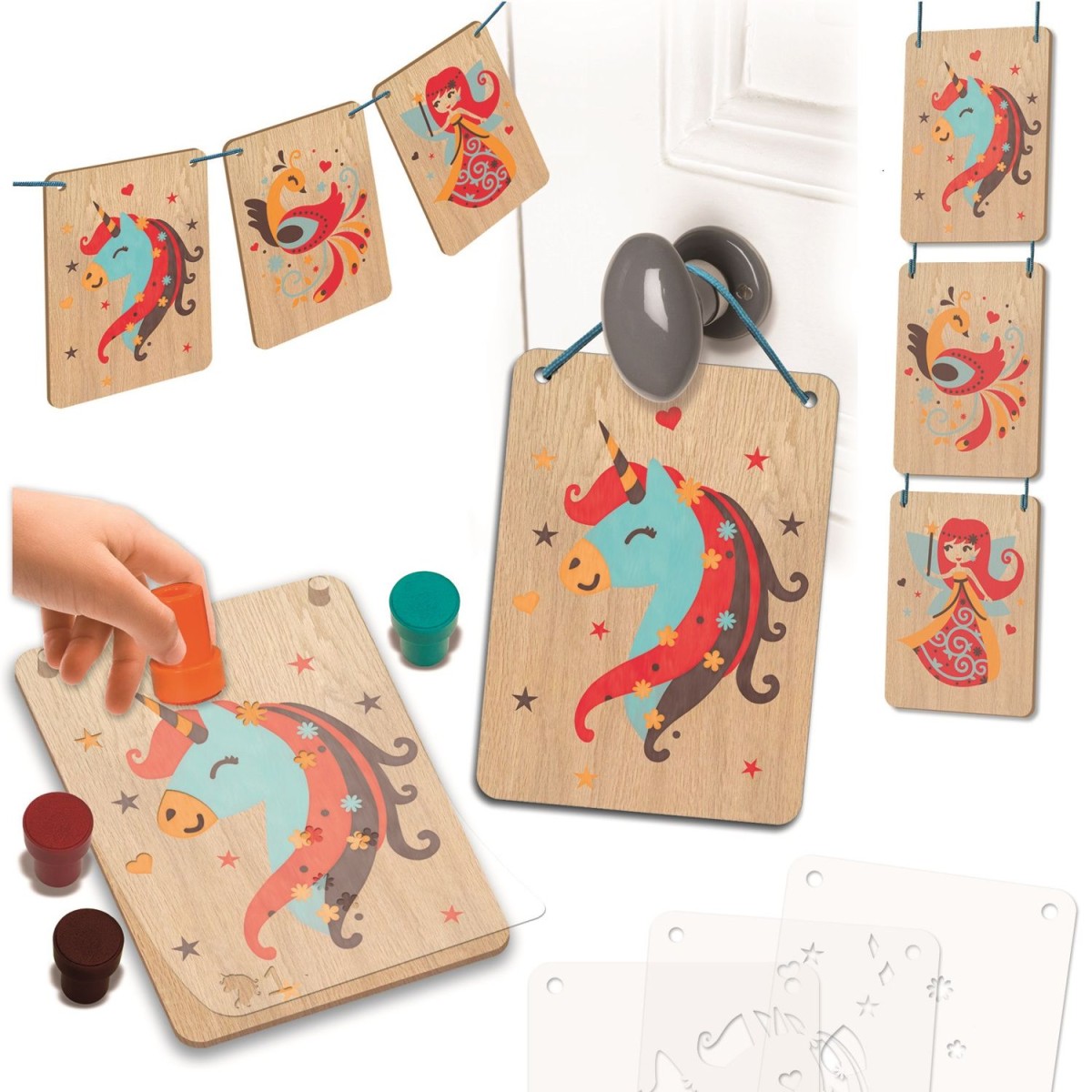 Zestaw kreatywny Baśnie Tampondruk na drewnie, Crea Lign'