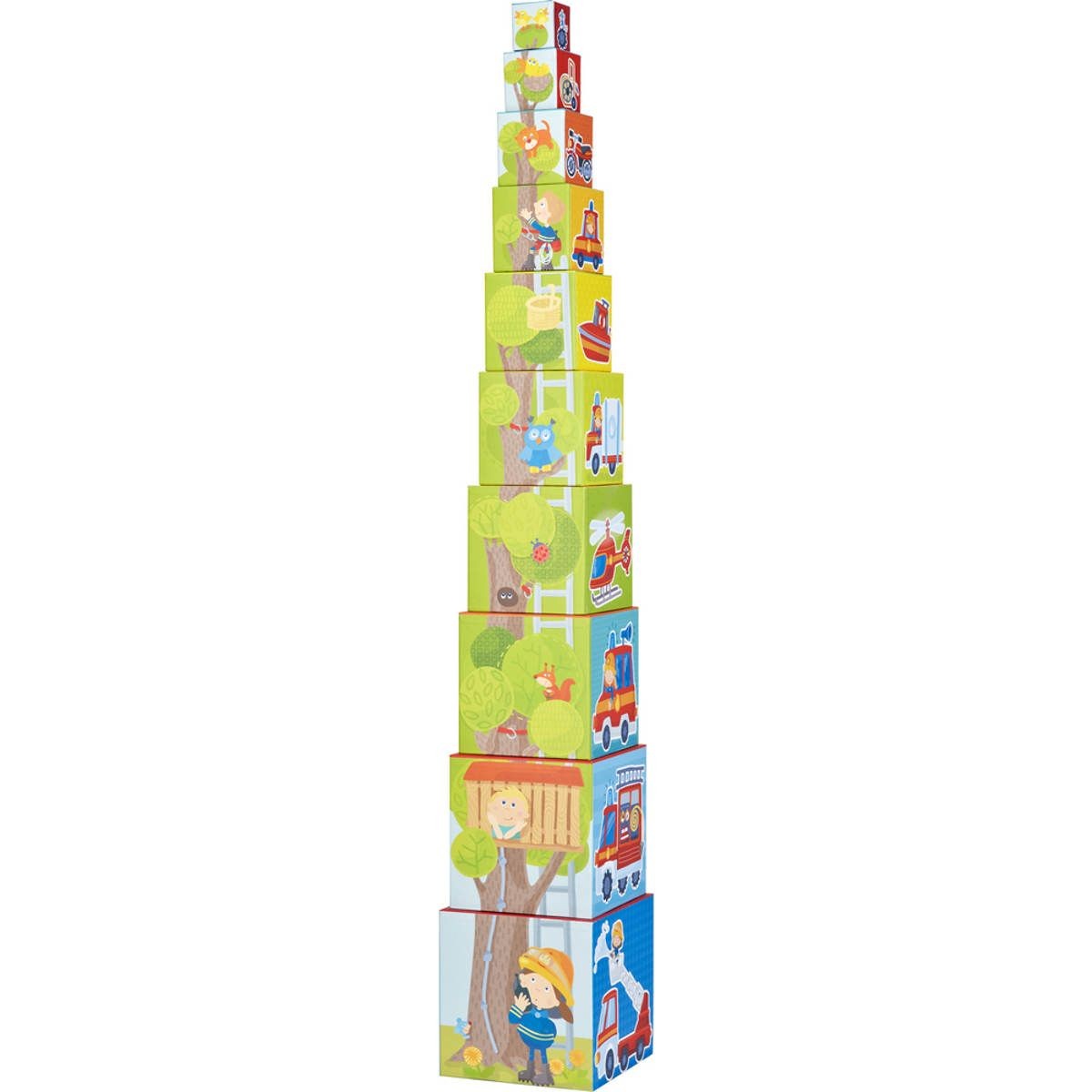 Strażak piramida klocków wieża z kostek, Haba