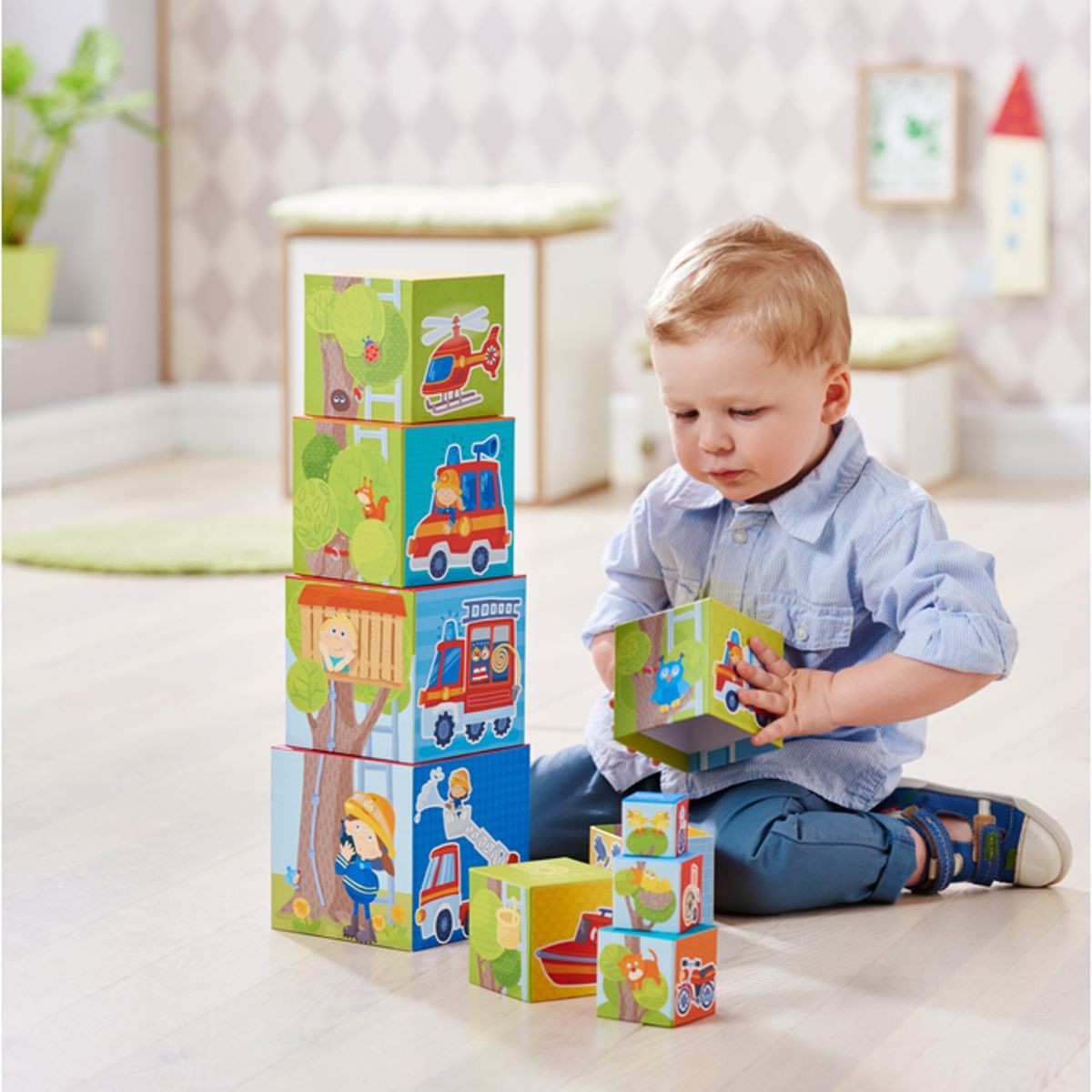 Haba Piramida klocków Strażak układanka tekturowa