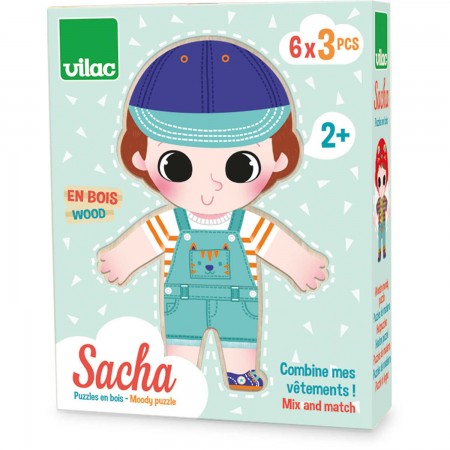 Sacha układanka drewniana nauka emocji Vilac Sacha układanka drewniana nauka emocji Vilac