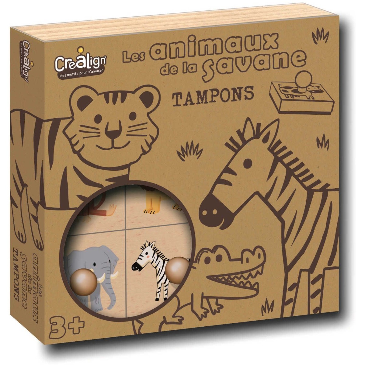 Crea Lign' drewniane stempelki z uchwytami Sawanna 9 sztuk +3