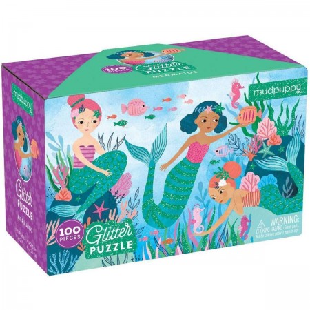Mudpuppy Puzzle z brokatem Syrenki 100 elementów 5+ Mudpuppy Puzzle z brokatem Syrenki 100 elementów 5+