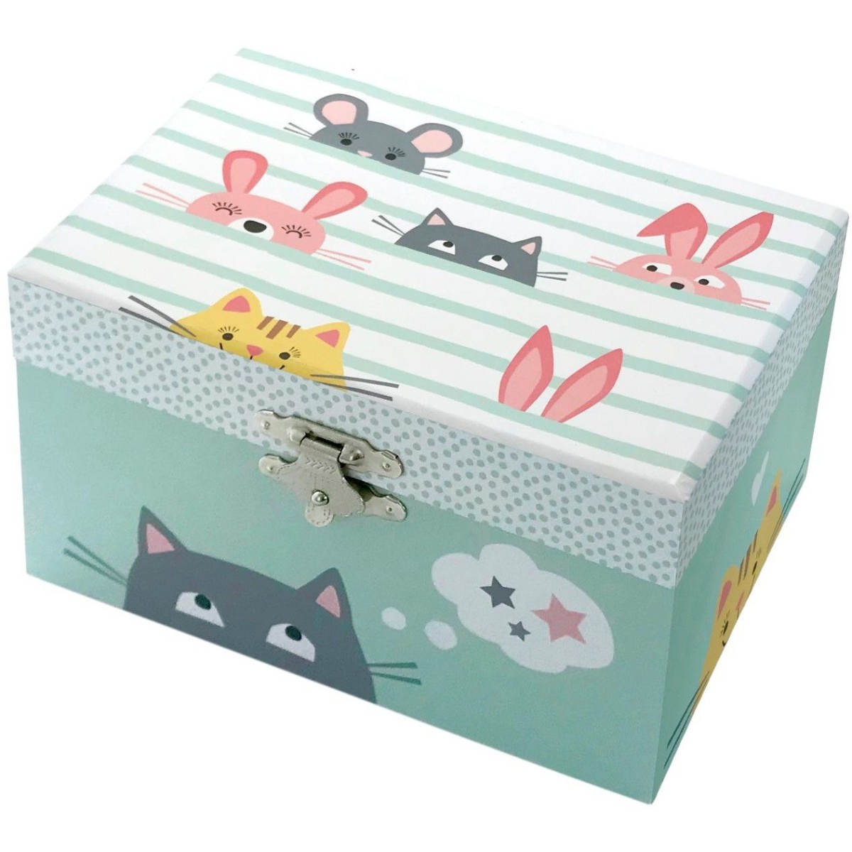 Szkatułka z pozytywką Kot świecąca prostokątna, Trousselier