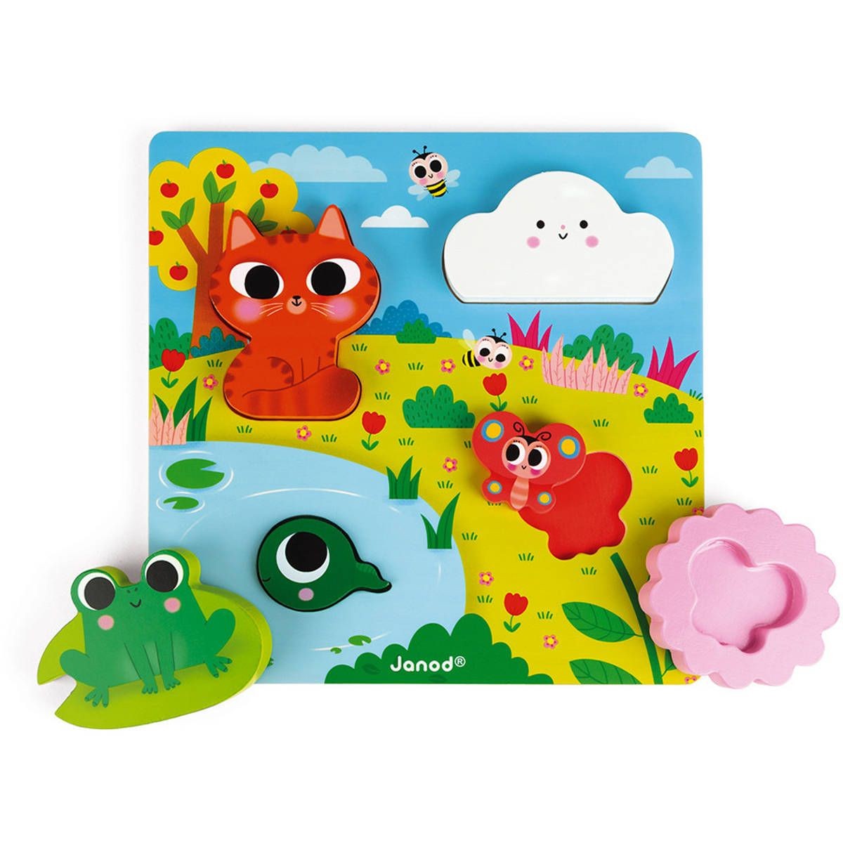 Układanka drewniana 3D Zabawa w chowanego Natura, Janod