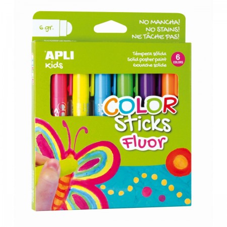 Farby w kredce neonowe 6 kolorów, Apli Kids