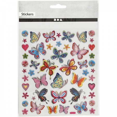 Motylki i Kwiaty ozdobne naklejki metaliczne dla dzieci +3, Creativ Company