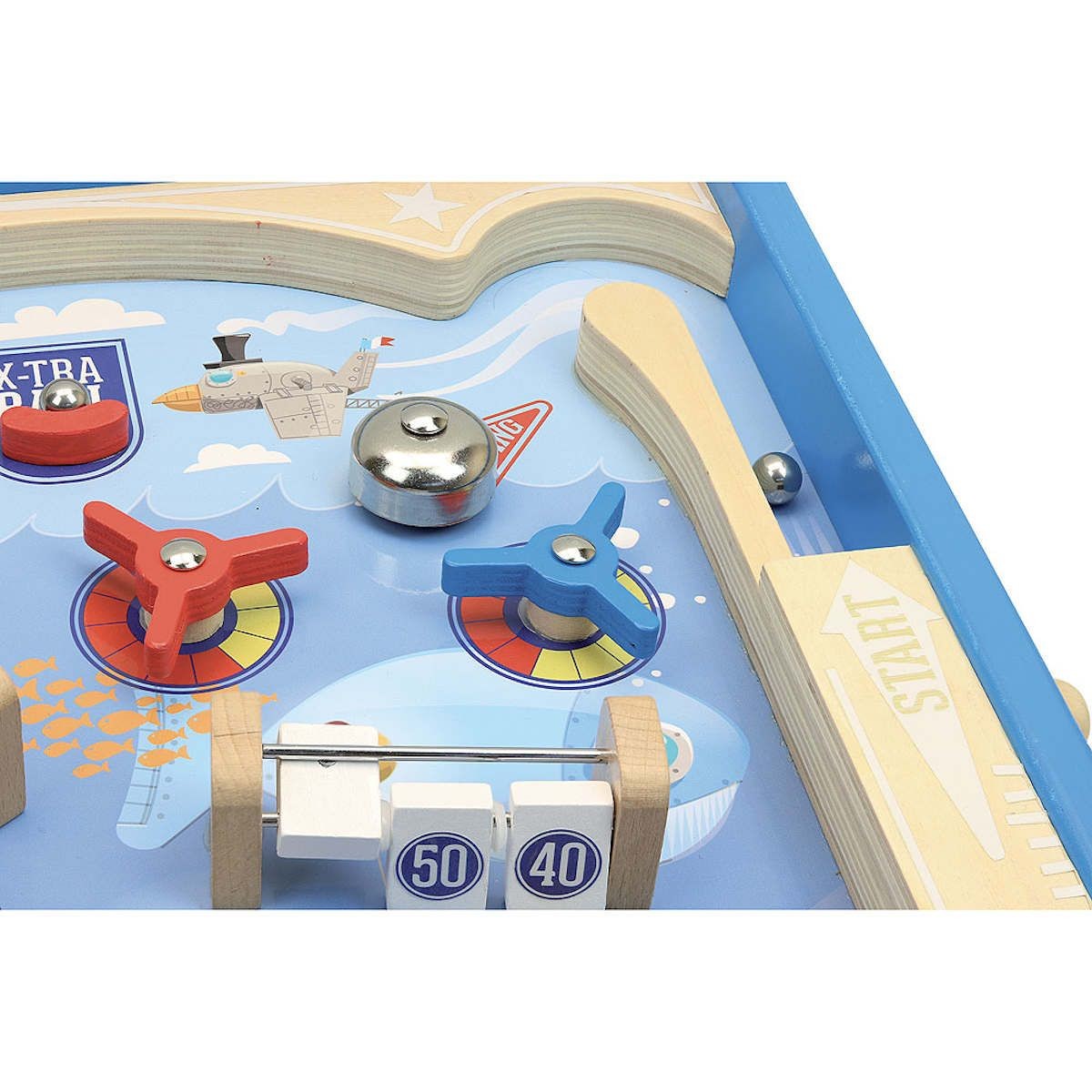 Vilac duży drewniany flipper pinball W Oceanie zabawka +5