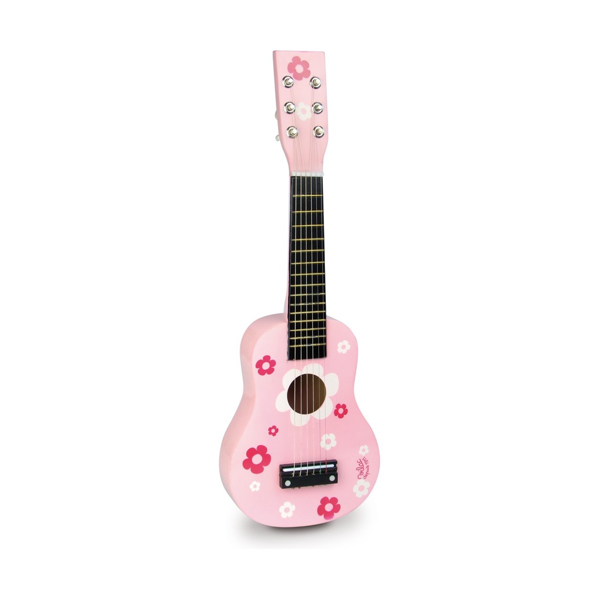 Vilac Różowa gitara w Kwiatki zabawka drewniana dla dzieci +3