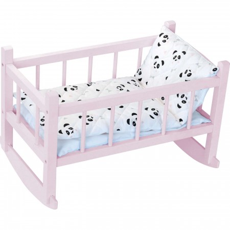 Petitcollin Kołyska dla lalek drewniana z pościelą Panda +3 Petitcollin Kołyska dla lalek drewniana z pościelą Panda +3