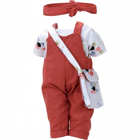 Petitcollin Ubranka dla lalek 40 cm Koral ogrodniczki, bluzka Petitcollin Ubranka dla lalek 40 cm Koral ogrodniczki, bluzka