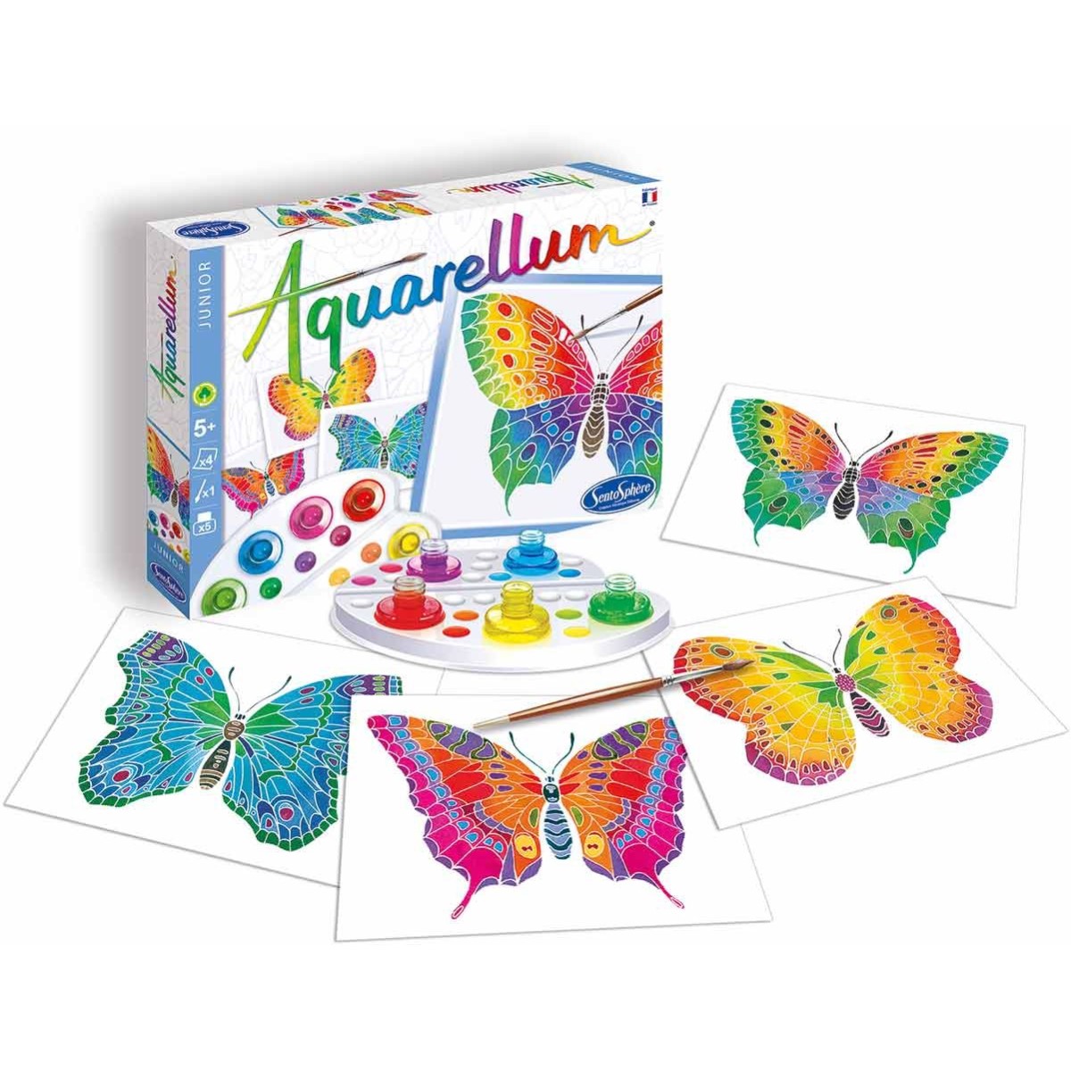 Aquarellum Motylki 4 plansze do malowania i farby, SentoSphere