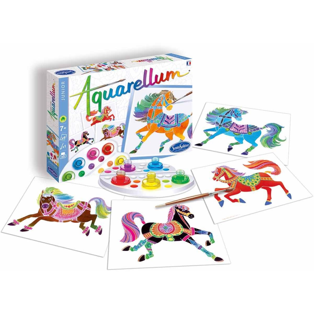 Aquarellum Konie 4 plansze do malowania i farby, SentoSphere