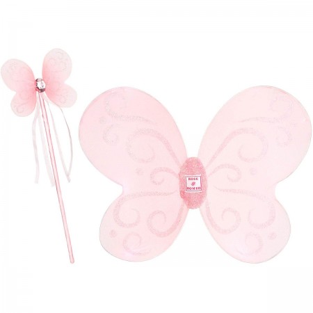 Przebranie wróżki Carola Pink skrzydła i różdżka, Rose & Romeo Przebranie wróżki Carola Pink skrzydła i różdżka, Rose & Romeo