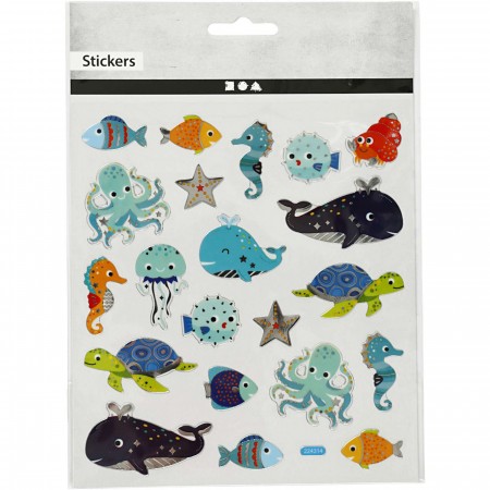 Stickers, Sea Animals, 15x16,5 cm, 1 Sheet