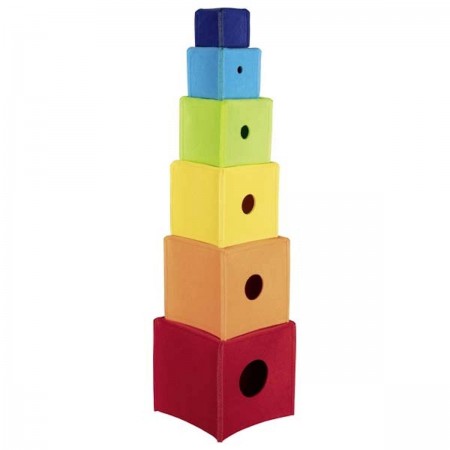 Goki Piramida kolorowych materiałowych klocków 