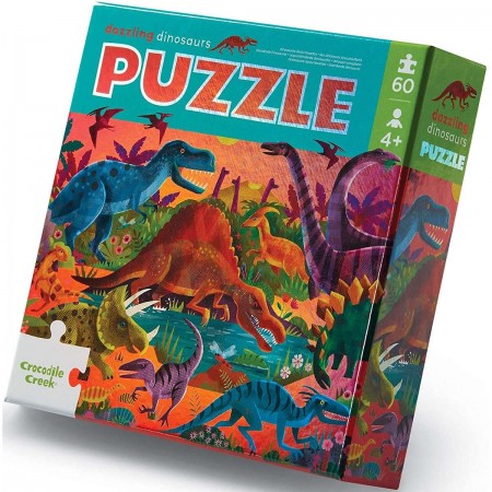 Crocodile Creek Puzzle holograficzne Dinozaury 60 el. | Dadum Kraków