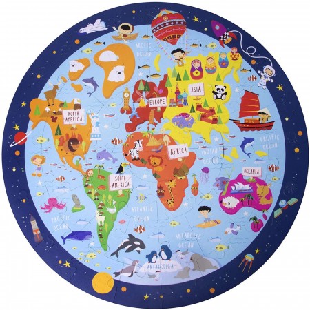 Apli Kids Puzzle okrągłe w tubie Mapa Świata 48 el.  5+