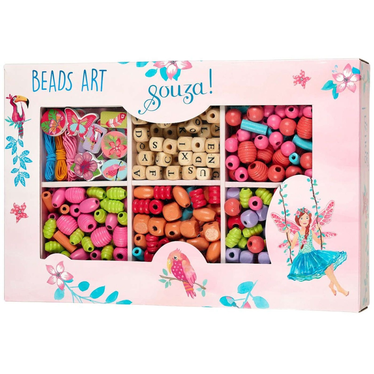 Koraliki do nawlekania zestaw XL różowy, Souza!