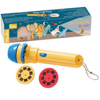 Latarka i projektor do bajek "Słoń Papoum", Moulin Roty