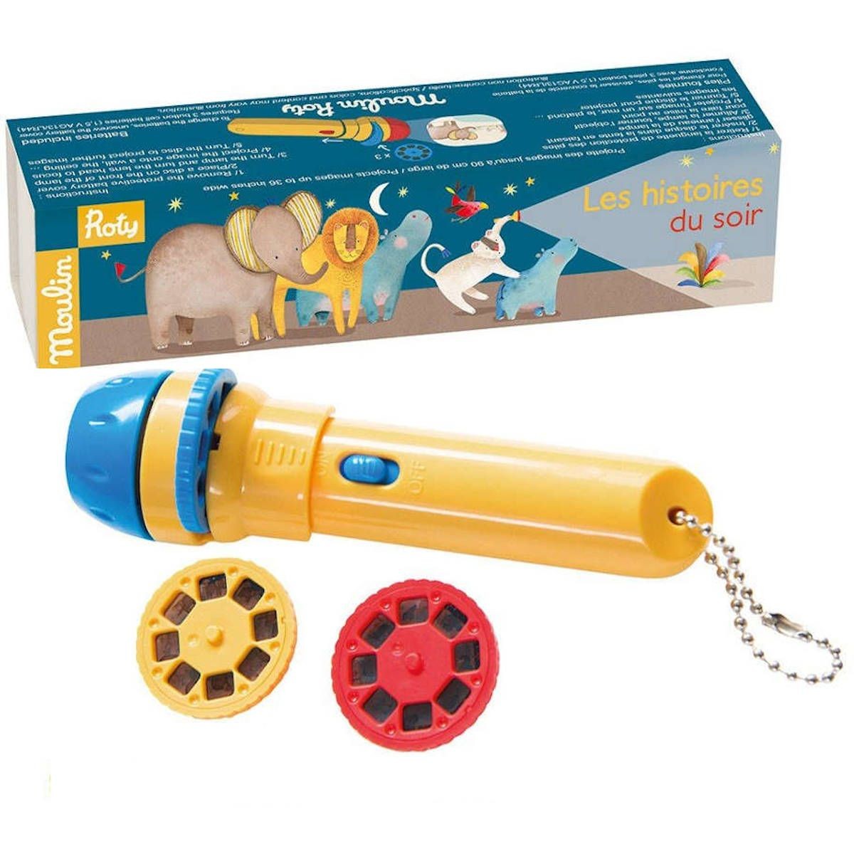 Latarka i projektor do bajek "Słoń Papoum", Moulin Roty