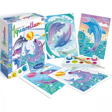 Aquarellum Delfiny 2 obrazy do malowania i farby 4+, SentoSphere