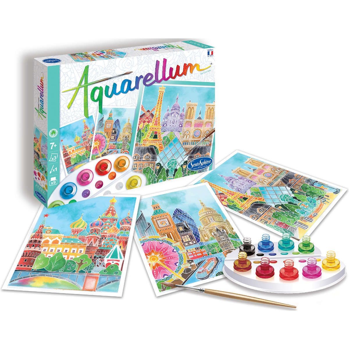 Aquarellum Stolicy 3 obrazy do malowania i farby, SentoSphere