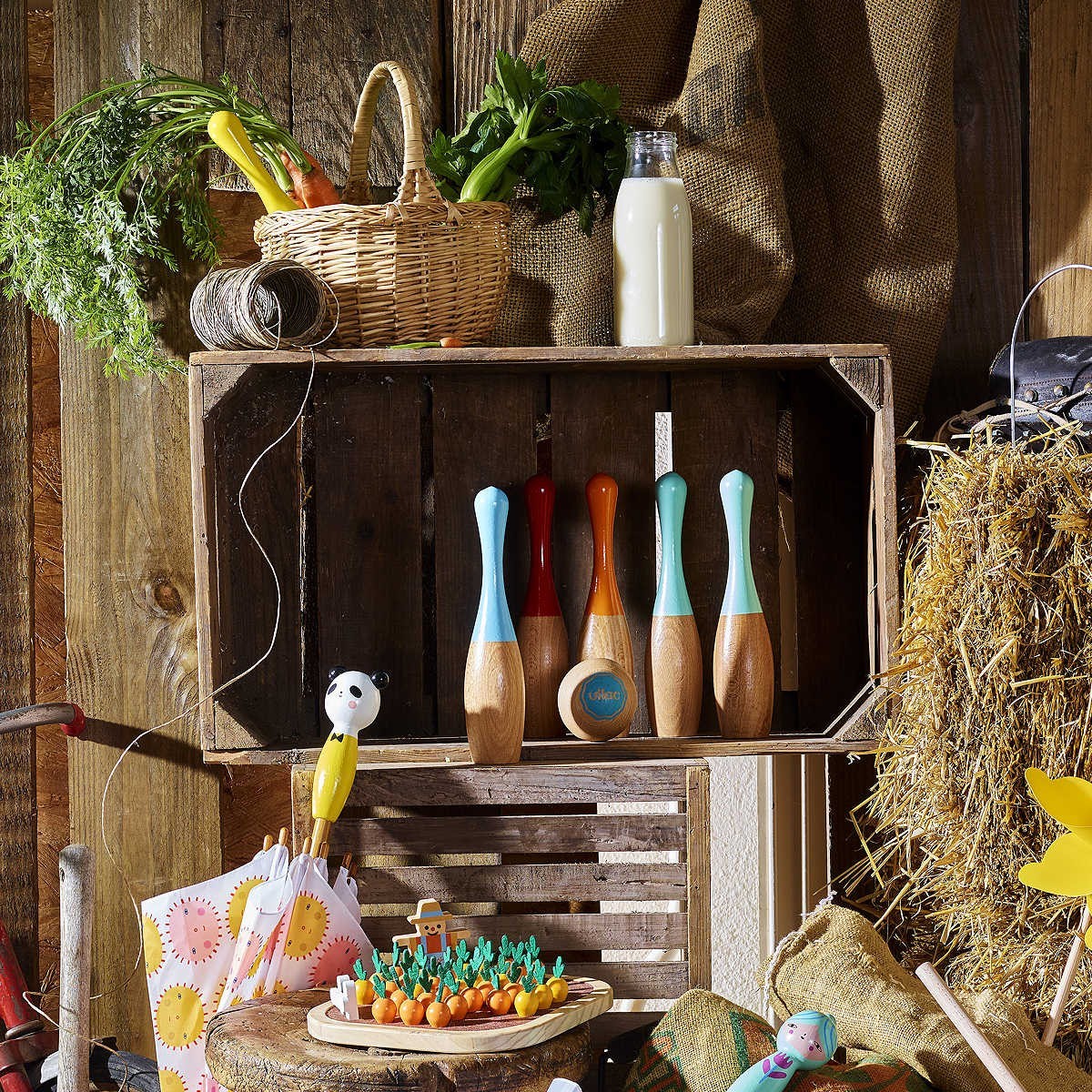 Vilac Kręgle drewniane dla dzieci Bowling 24cm zabawka +5lat