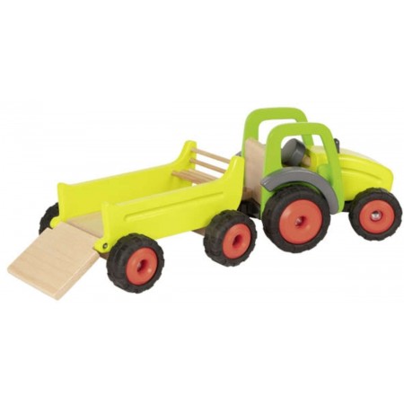Goki Traktor z przyczepą zabawka drewniana +3
