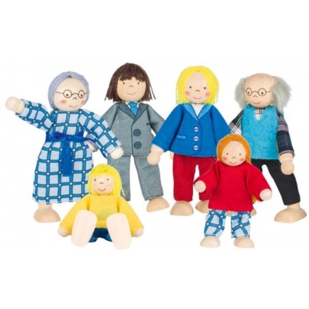 Goki 4 lalki drewniane City Family do zabawy w domku