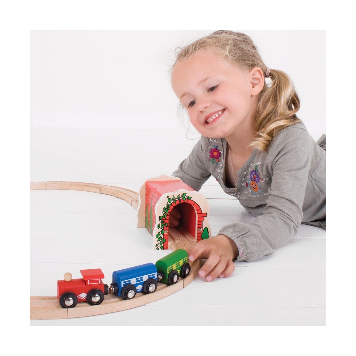 Ceglany tunel do kolejek drewnianych, Bigjigs