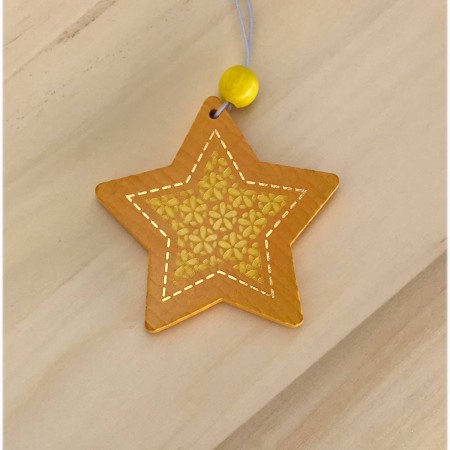 Gwiazda ciemnożółta, świąteczna zawieszka drewniana | Dadum