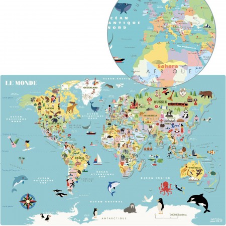 Vilac Magnetyczna Mapa Świata drewniane puzzle +5 Vilac Magnetyczna Mapa Świata drewniane puzzle +5
