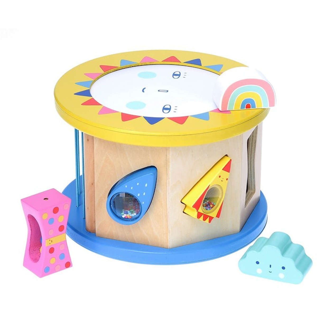 Bęben z membraną i sorter kształtów 2w1 "Dzień i Noc", Vilac