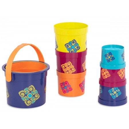 B.Toys Kubełki i wiaderko do piętrowania 10 sztuk B.Toys Kubełki i wiaderko do piętrowania 10 sztuk