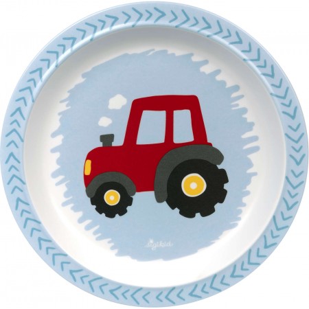Sigikid Talerz dla dziecka niebieski Traktorek z melaminy