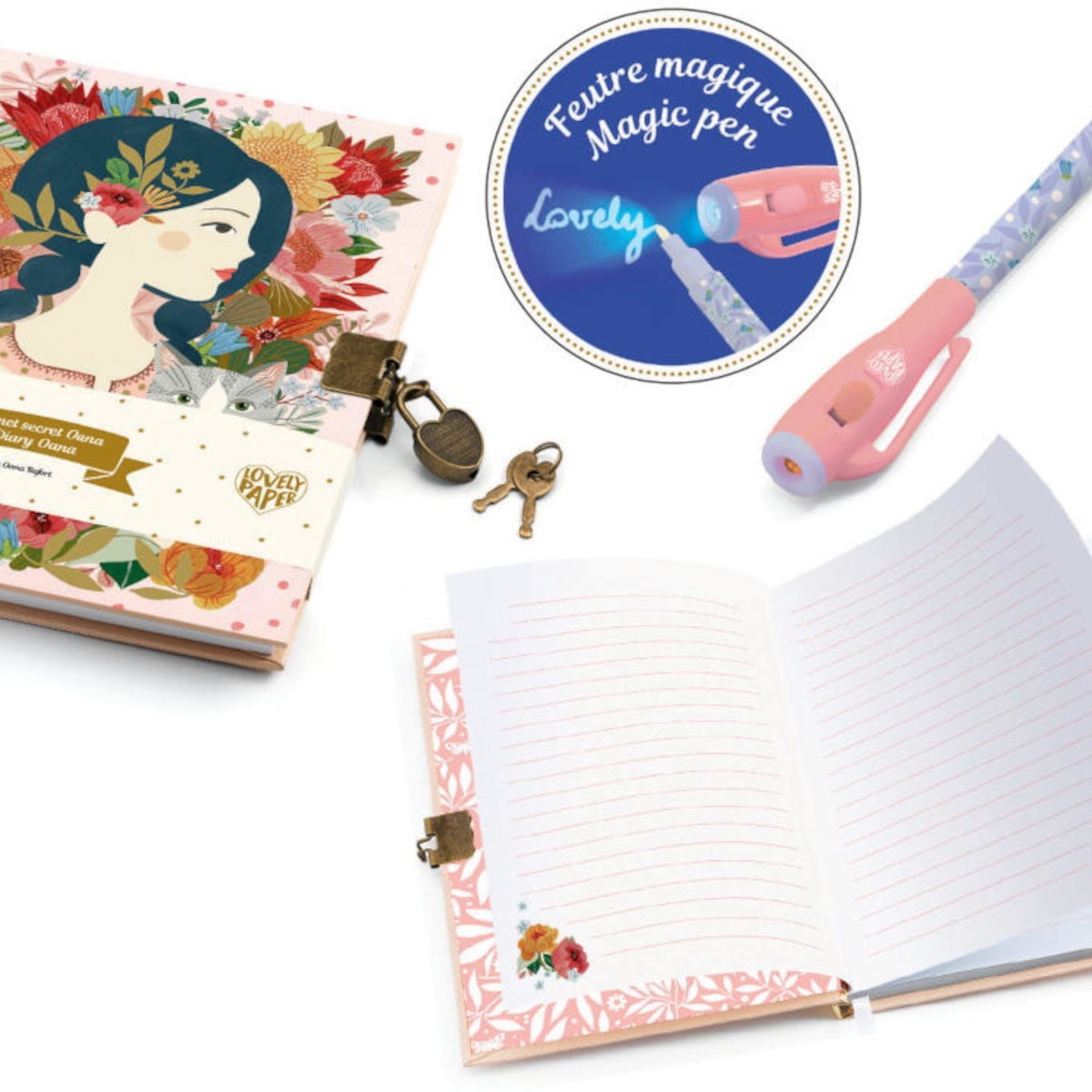 Djeco Sekretny pamiętnik na klucz Oana z magicznym długopisem