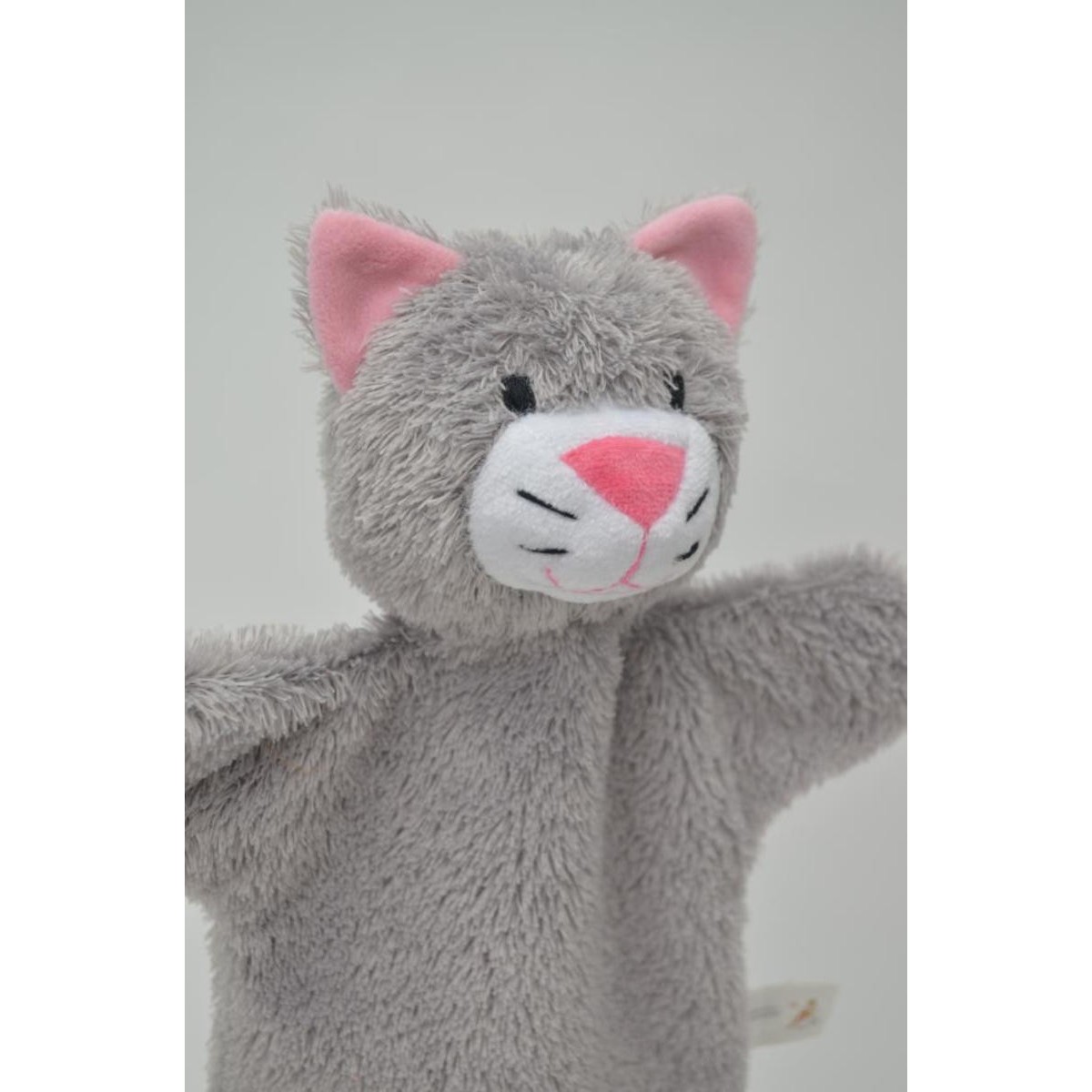 Pacynka pluszowa na rękę Kotek szary dla niemowląt +0m