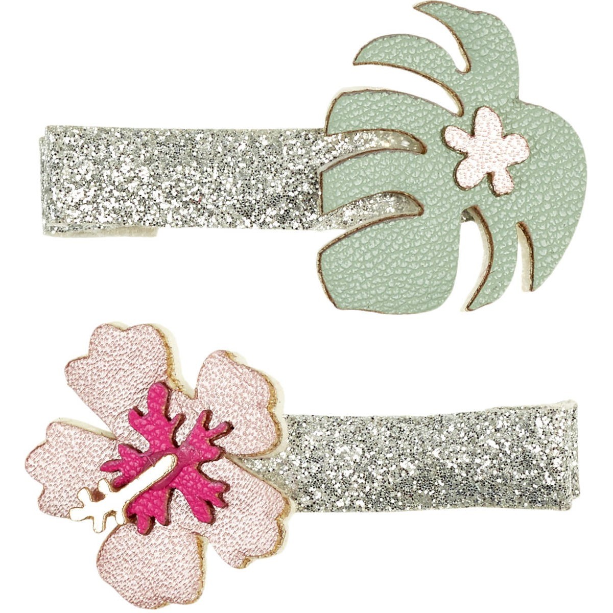 Spinki do włosów błyszczące Meline kwiat i liść monstery dla dzieci, Souza!